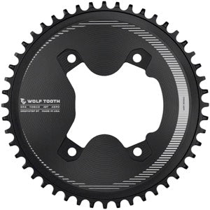 Wolf Tooth Aero 110 Asymmetric BCD Chainring - 50t, 110 Asymmetric BCD, 4-Bolt, Drop-Stop ST, For Shimano GRX 800 Series, Black