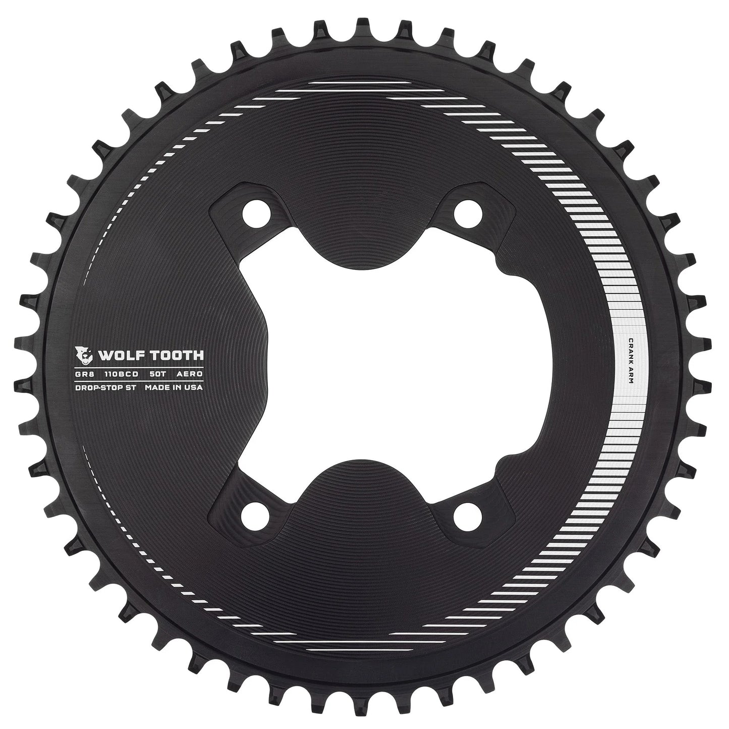 WOLF TOOTH Aero Oval 110 BCD Asymmetric 4-Bolt Chainrings for Shimano GRX 800 Cranks