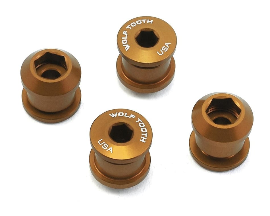 Wolf Tooth 1x 6mm Chainring Bolt: Gold, Set of 4, Dual Hex Fittings