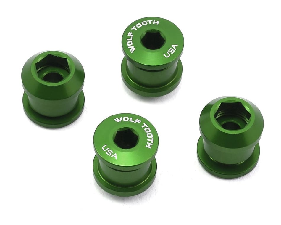 Wolf Tooth Set of 4 Chainring Bolts for 1x use, Dual Hex Fittings, Green