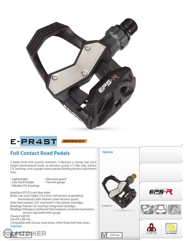 PEDALS EXUSTAR RD CLPLS PR4ST RESIN BK LOOK KEO