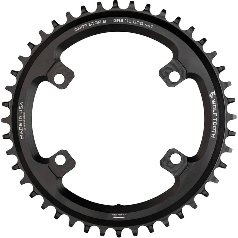 Road/CX/Gravel Chainring, 110BCD (4-Bolt) 46T - Black