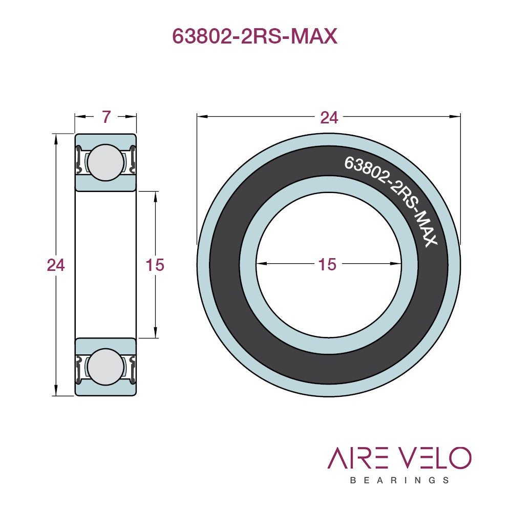 CARTRIDGE BEARING 15X24X7 63802-2RS