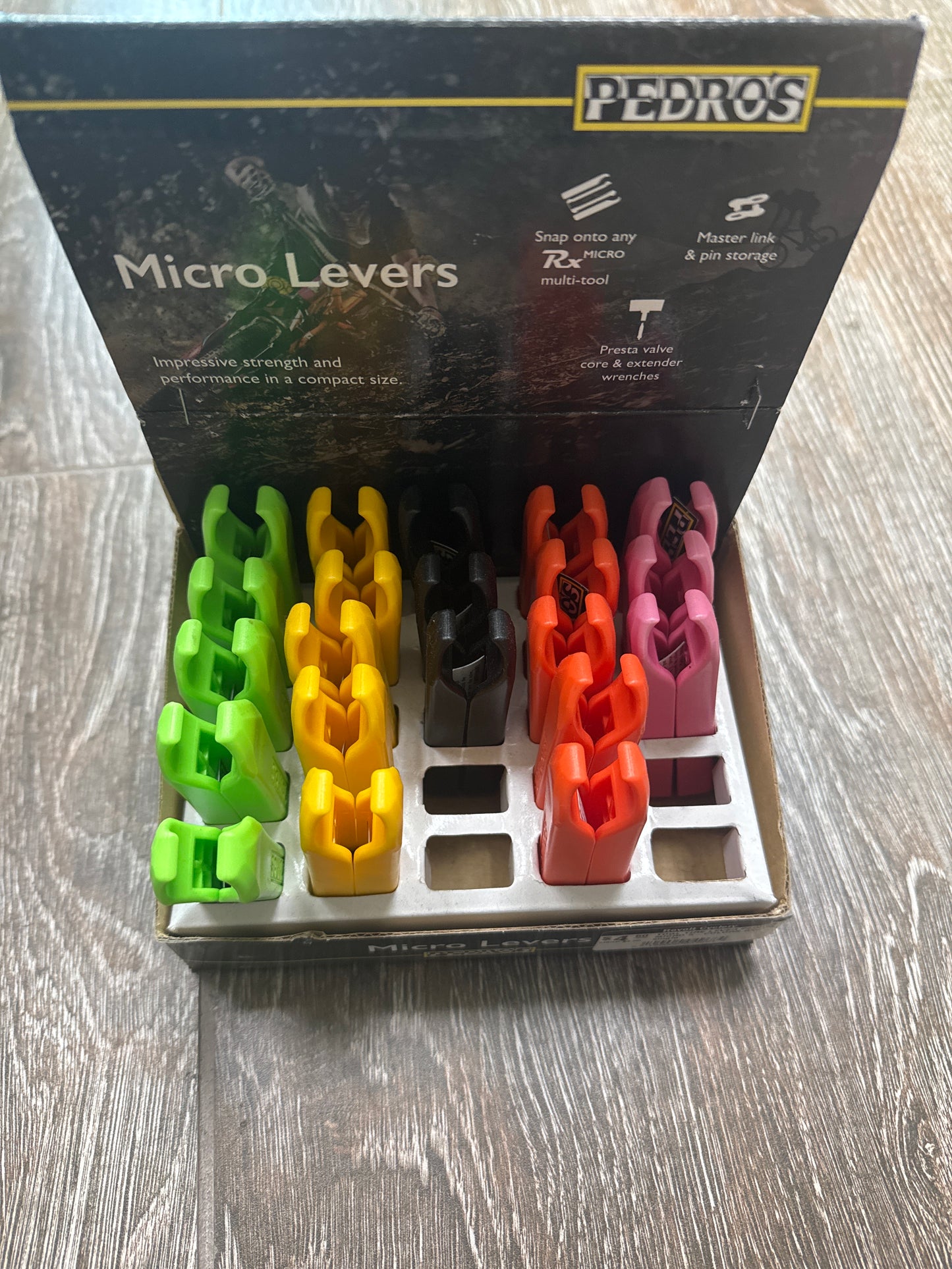 TOOL TIRE LEVER PEDROS MICRO 5-COLORS BXof25 single