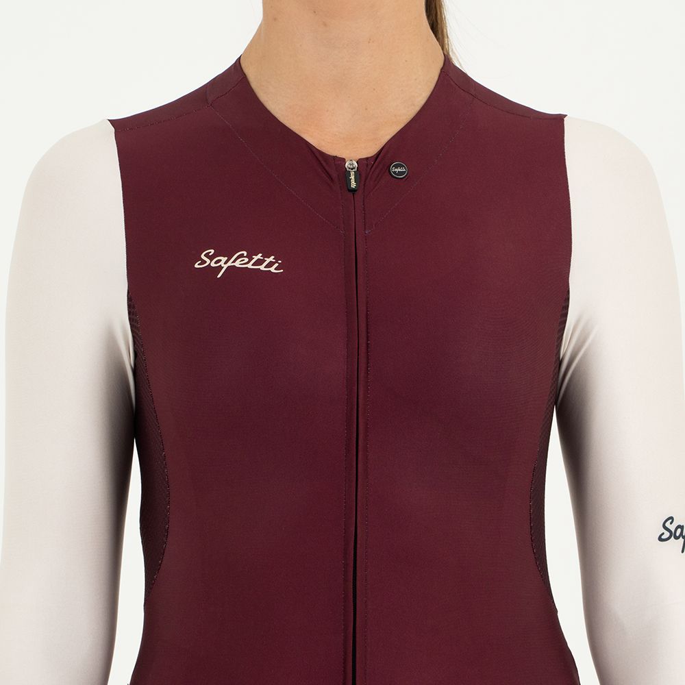 WOMEN'S IVORY WINE LONG SLEEVE CYCLING JERSEY