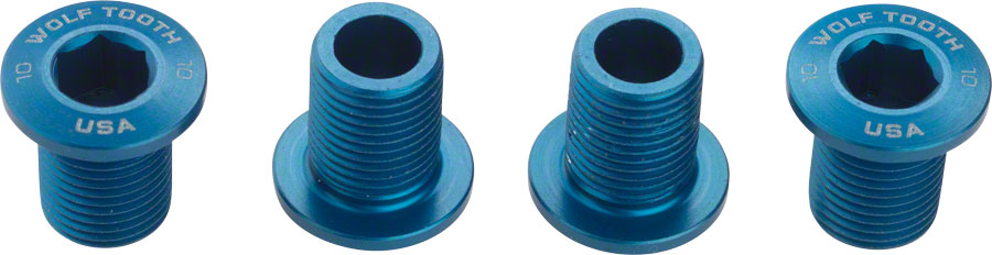 Wolf Tooth Set of Chainring Bolts for 104 x 30T Rings(10 mm long) , Blue