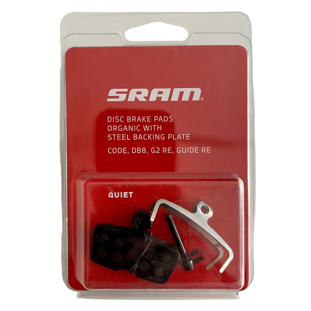 SRAM Disc Brake Pads - Organic Compound, Steel Backed, Quiet, For Code 2011+ and Guide RE
