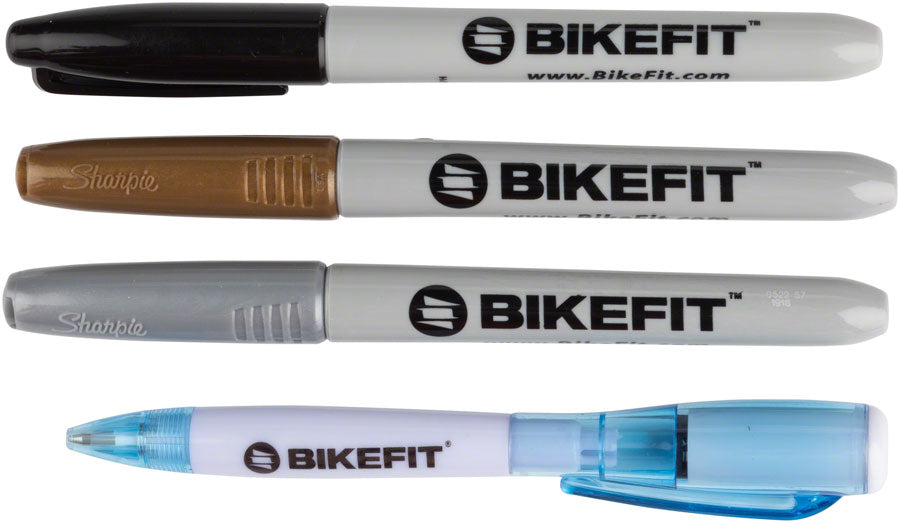 BikeFit Cleat Marking Pens - Black, Silver, Gold, w/ Pen Light