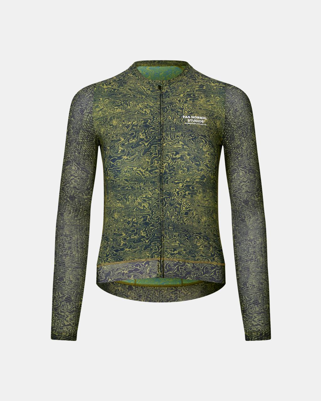 PAS Normal Studios Women's Essential Light Long Sleeve Jersey AOP Grain Dark Lime