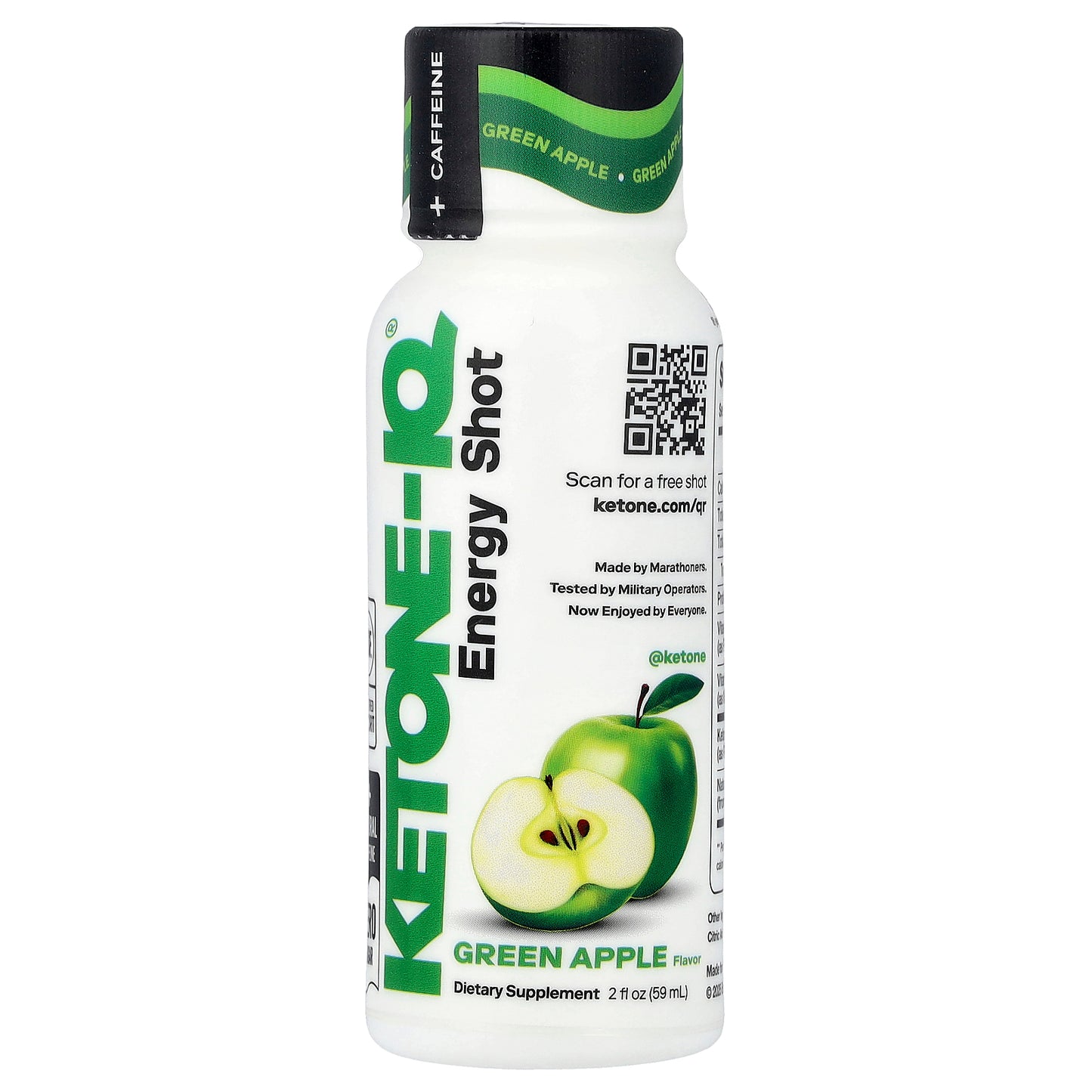 KETONE-IQ +CAFFEINE - Green Apple 2oz BOX serve - 6ct × 2 single