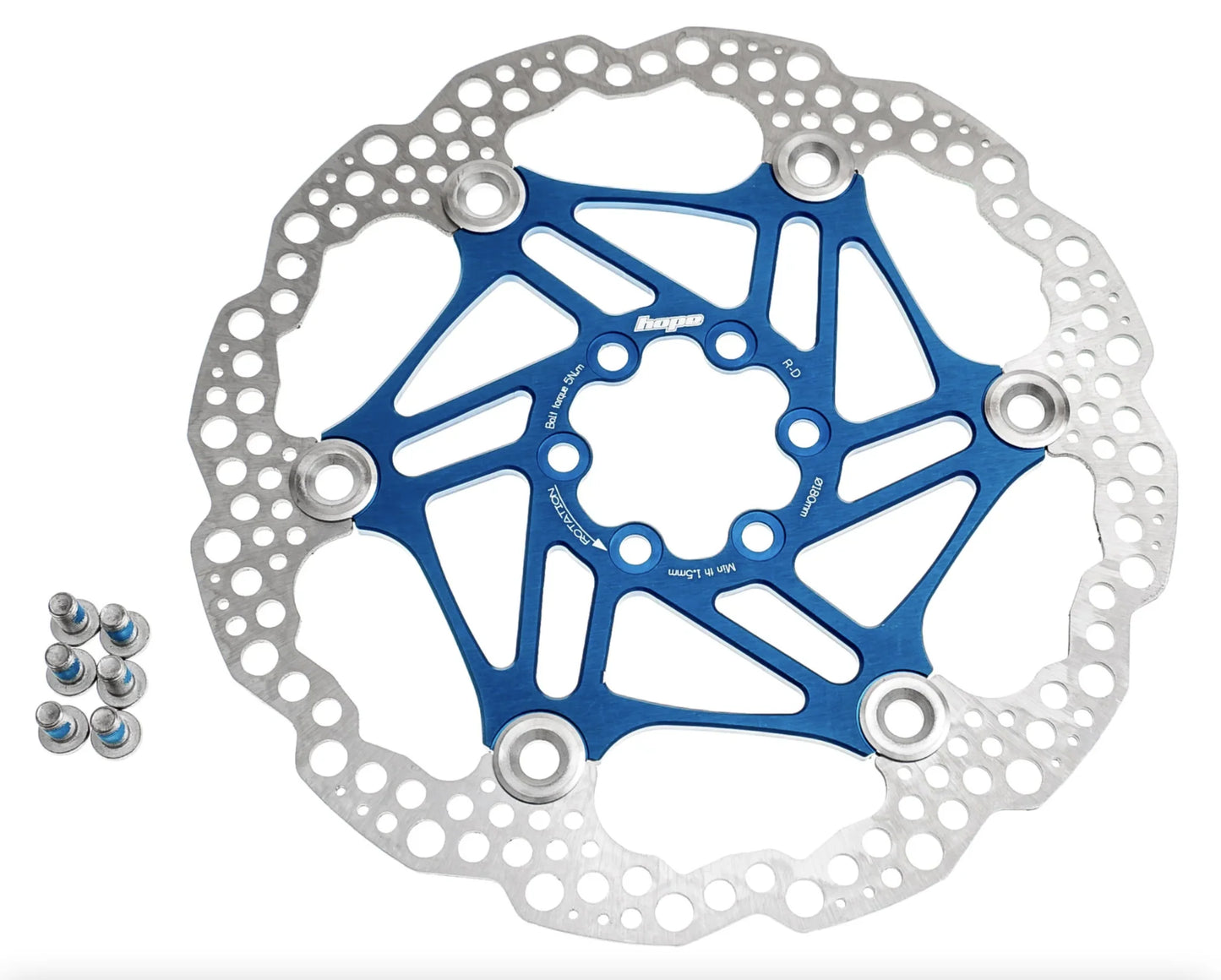 HOPE PART BRAKE DISC 180MM 6 BOLT FLOAT BLUE