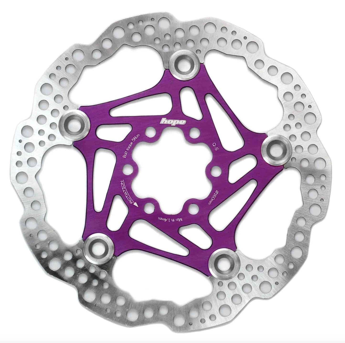 HOPE PART BRAKE DISC 160MM 6 BOLT FLOAT PURPLE