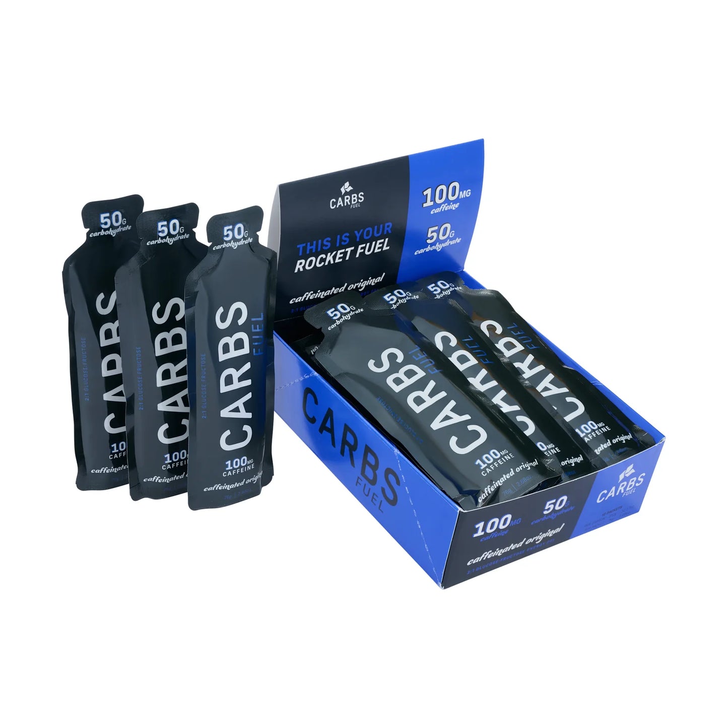 Carbs Fuel 50g  Caffeine Energy Gels single Gel (12ct box)