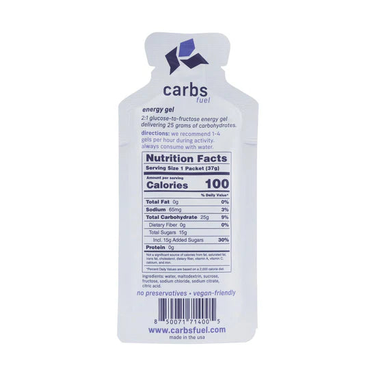 Carbs Fuel 25g Energy Gels 24ct Box Original