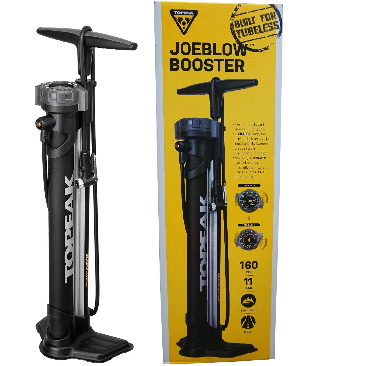 PUMP TOPEAK FLOOR JOE BLOW BOOSTER w/DX3-SMARTHEAD BK