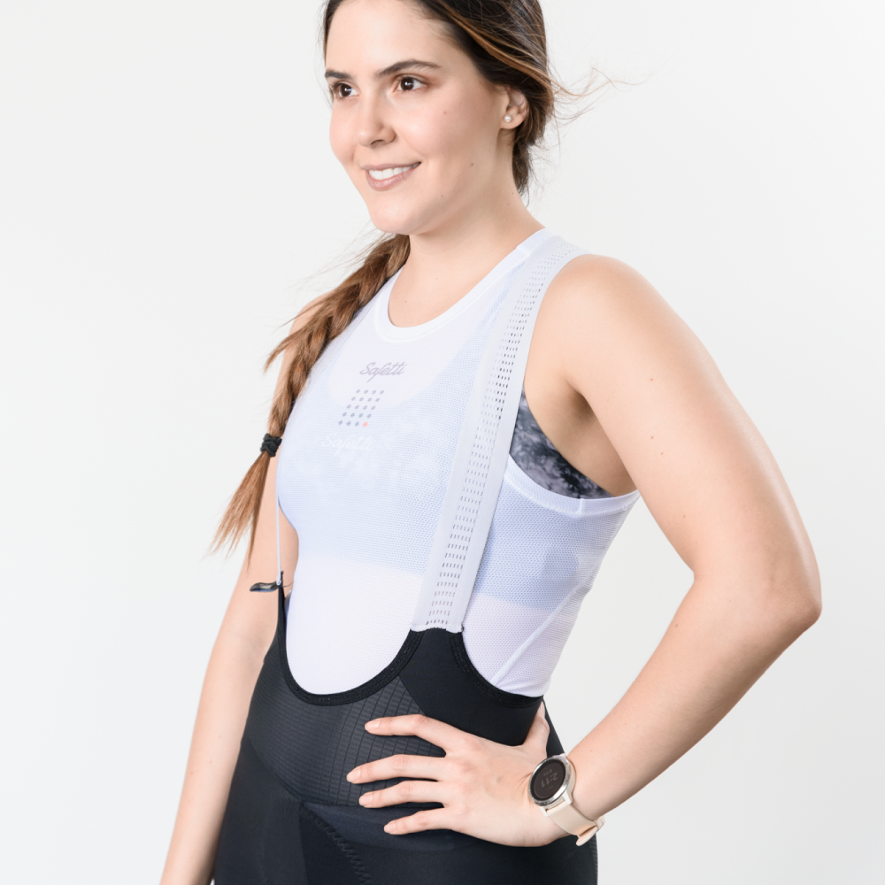 WOMEN'S WHITE CYCLING UNDERJERSEY WITH ARMHOLE SLEEVES