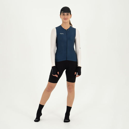 WOMEN'S IVORY BLUE LONG SLEEVE CYCLING JERSEY