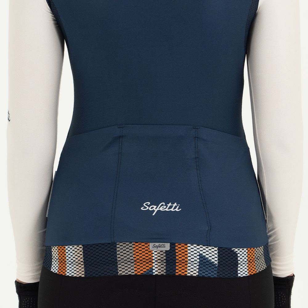 WOMEN'S IVORY BLUE LONG SLEEVE CYCLING JERSEY