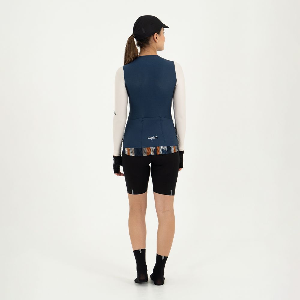 WOMEN'S IVORY BLUE LONG SLEEVE CYCLING JERSEY