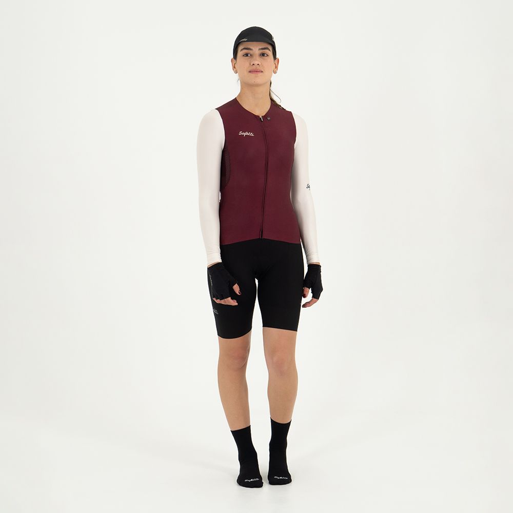 WOMEN'S IVORY WINE LONG SLEEVE CYCLING JERSEY