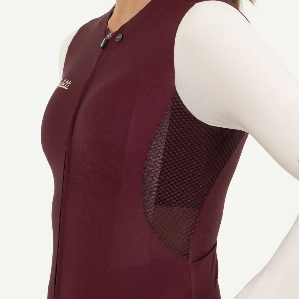 WOMEN'S IVORY WINE LONG SLEEVE CYCLING JERSEY