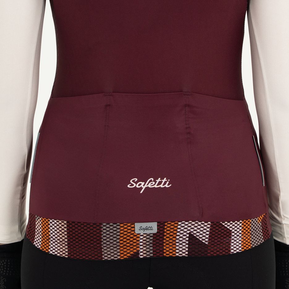 WOMEN'S IVORY WINE LONG SLEEVE CYCLING JERSEY