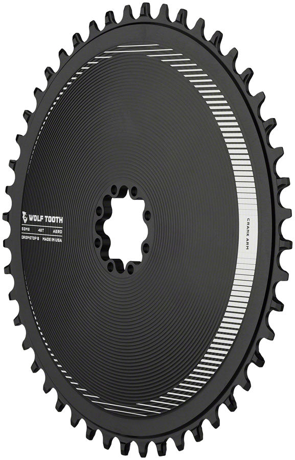 Wolf Tooth Aero Direct Mount Chainring - 48t, Direct Mount SRAM 8-Bolt, Drop-Stop B, Black