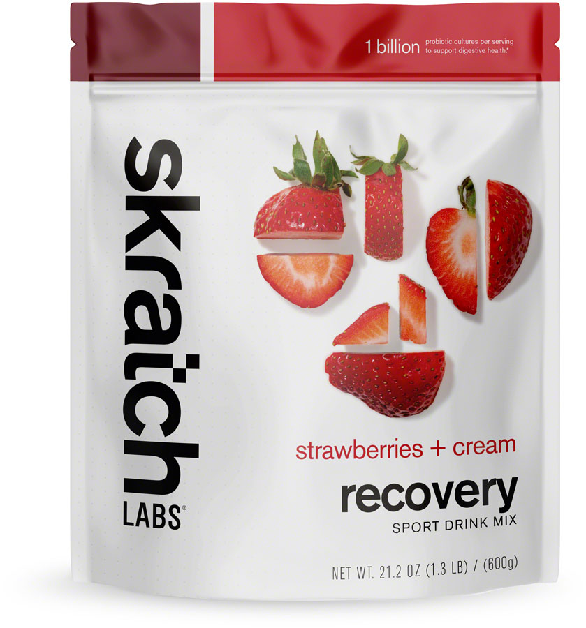 SKRATCH Sport Recovery Drink Mix, Strawberries + Cream , 600g, 12-Serving Resealable