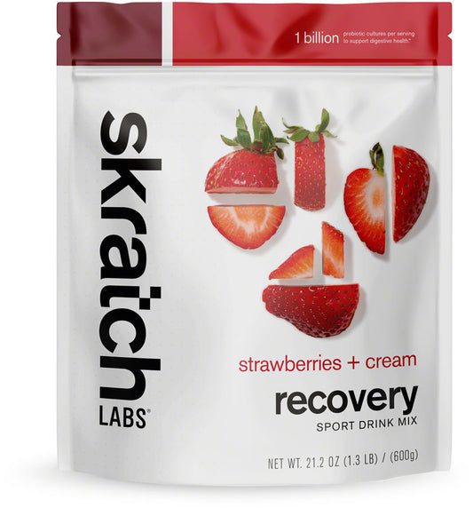 SKRATCH Sport Recovery Drink Mix, Strawberries + Cream , 600g, 12-Serving Resealable