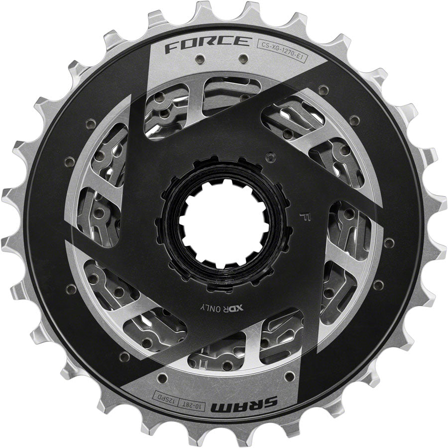 SRAM Force XG-1270 Cassette - 12-Speed, 10-28t, Silver, For XDR Driver Body, E1