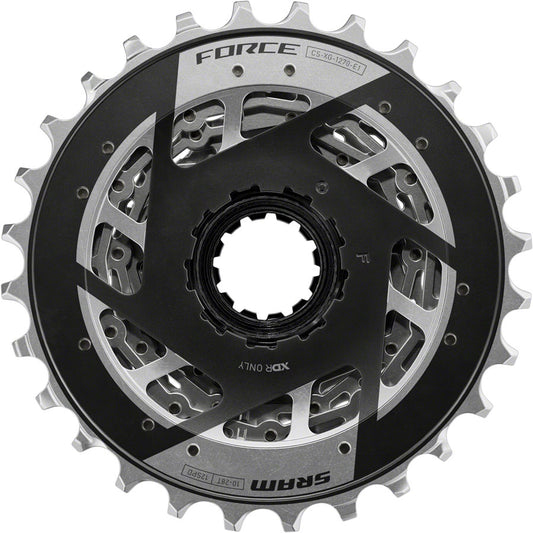 SRAM Force XG-1270 Cassette - 12-Speed, 10-28t, Silver, For XDR Driver Body, E1