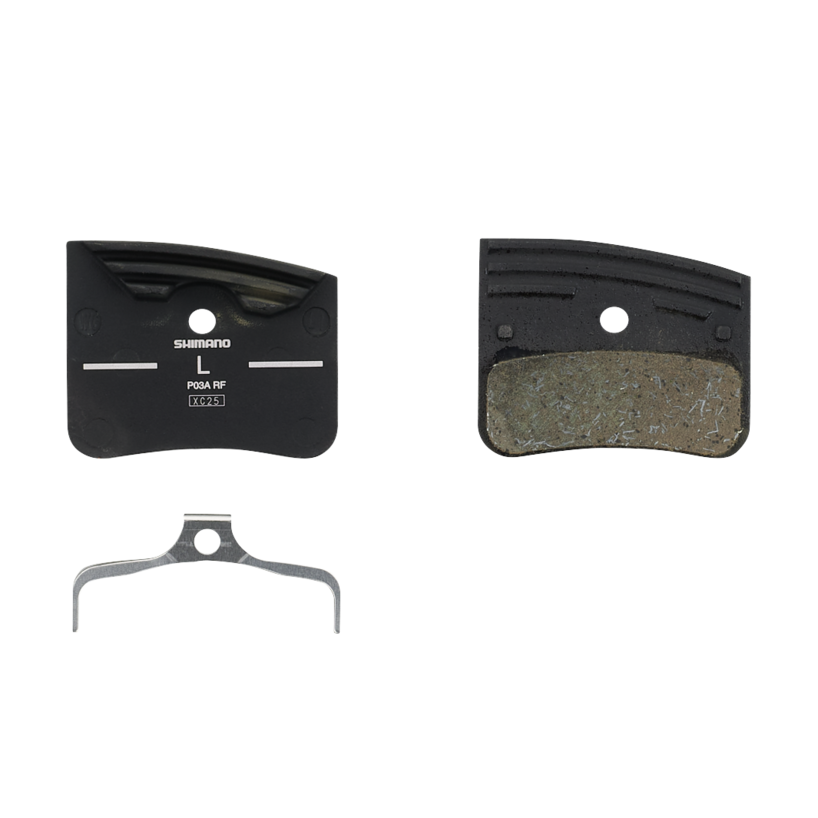 Shimano P03A-RF Disc Brake Pads and Springs - Resin Compound, Finned Aluminum Back Plate, One Pair