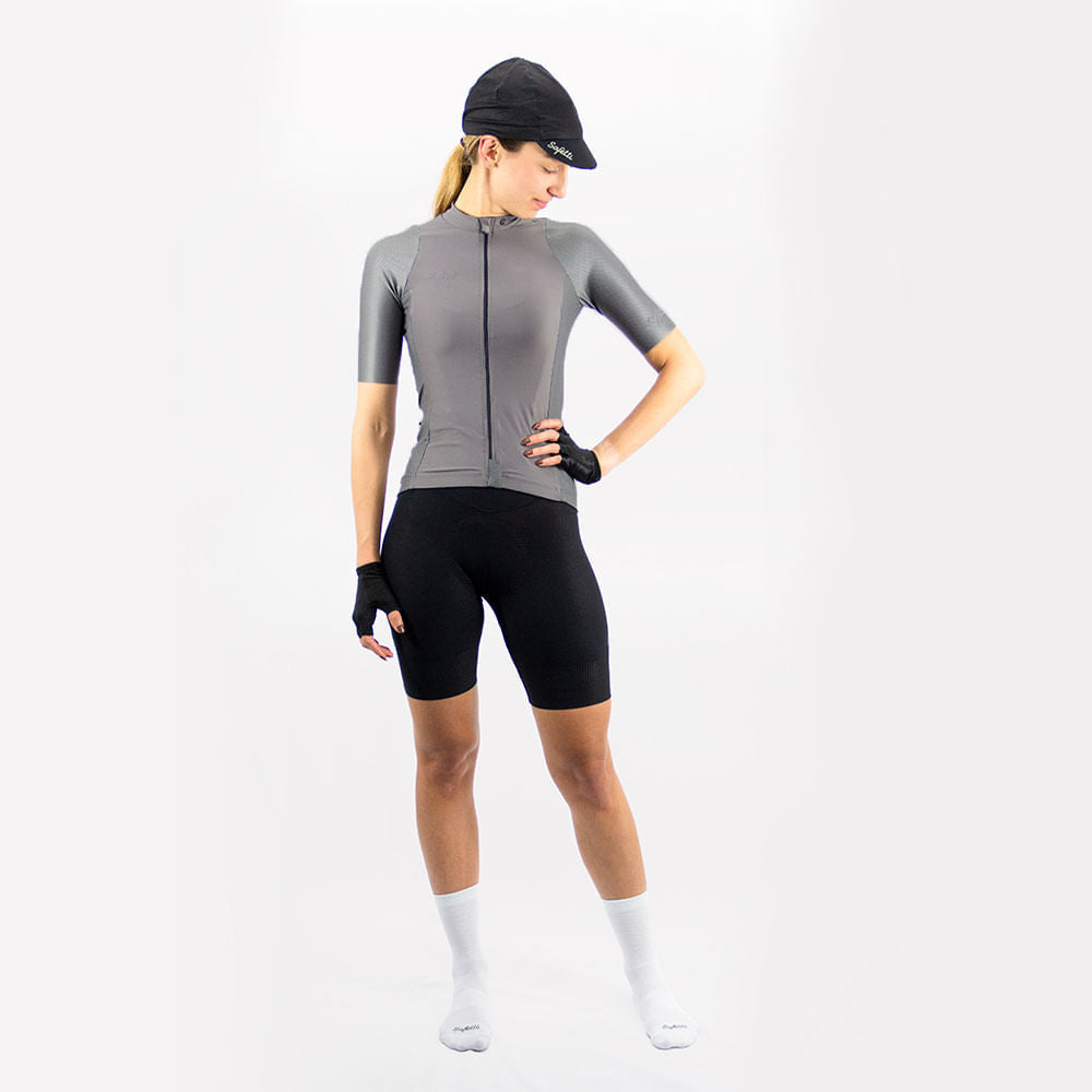 WOMEN'S GREY SHORT SLEEVE CYCLING JERSEY