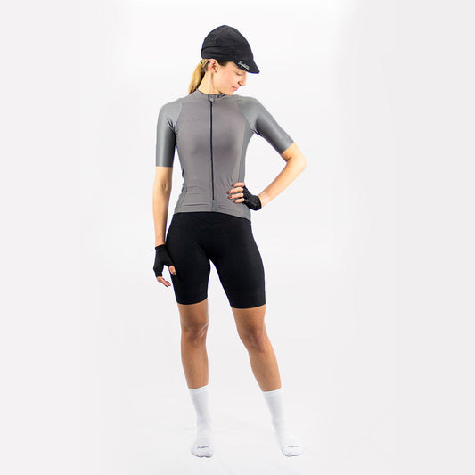WOMEN'S GREY SHORT SLEEVE CYCLING JERSEY