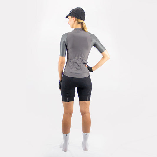 WOMEN'S GREY SHORT SLEEVE CYCLING JERSEY
