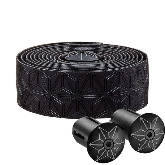 SUPER STICKY KUSH GRAVEL BLACK HANDLEBAR TAPE W/ BLACK ANODIZED PLUGS