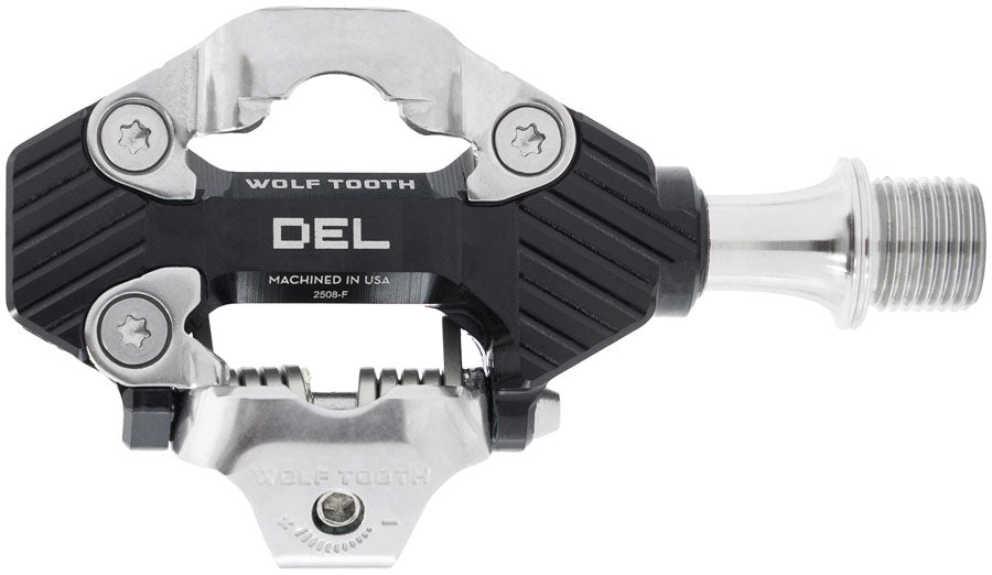 Wolf Tooth DEL Gravel Race Clipless Pedals - Single Sided Clipless, Alloy, 9/16", Black, Pair, Shimano SPD