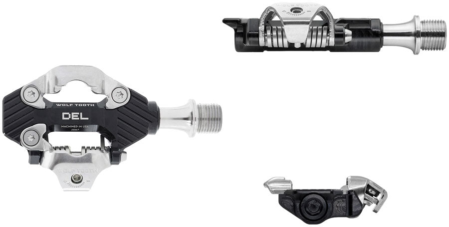 Wolf Tooth DEL Gravel Race Clipless Pedals - Single Sided Clipless, Alloy, 9/16", Black, Pair, Shimano SPD