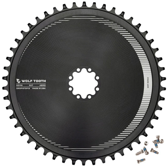 Wolf Tooth Aero Direct Mount Chainring - 48t, Direct Mount SRAM 8-Bolt, Drop-Stop B, Black