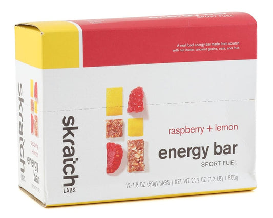 Skratch Labs Energy Bar Sport Fuel - Raspberries and Lemon, Box of 12