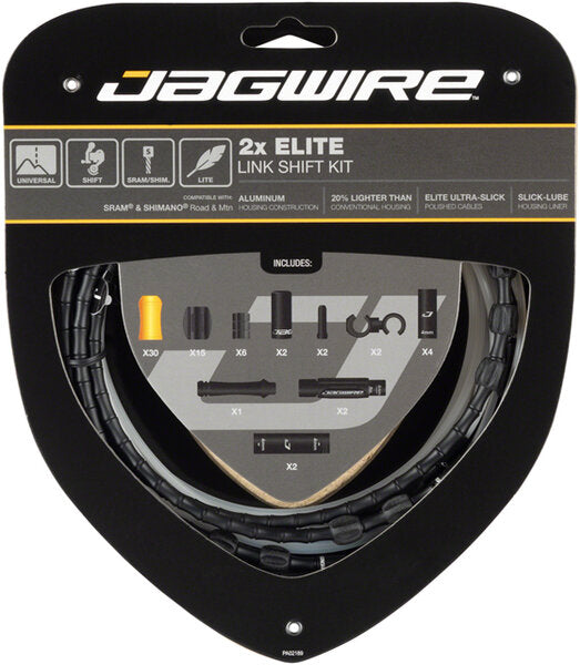 Jagwire 2x Elite Link Shift Cable Kit SRAM/Shimano with Polished Ultra-Slick Cables, Blue