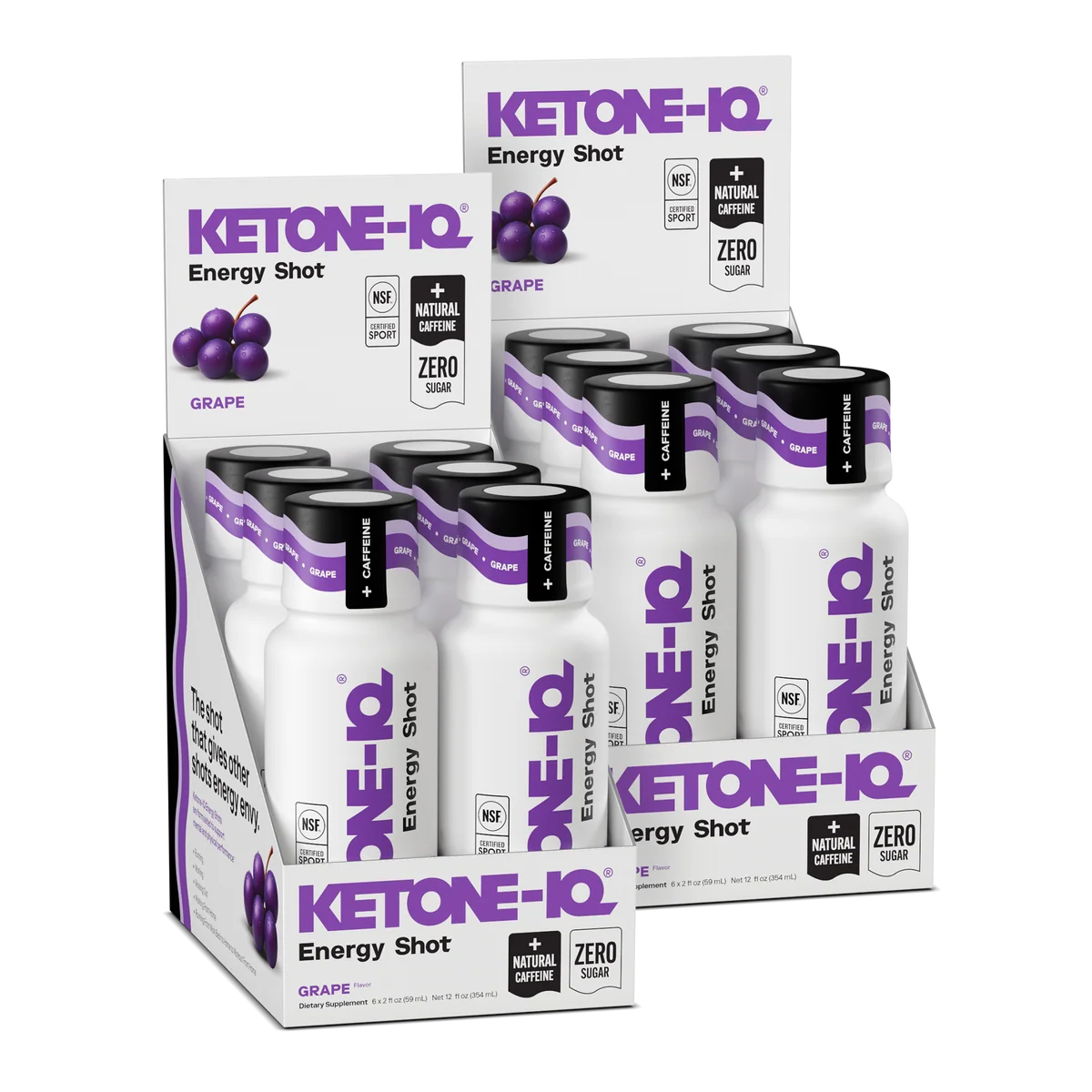KETONE IQ ENERGY SHOT + CAFFEINE GRAPE BOX- serve 6 count